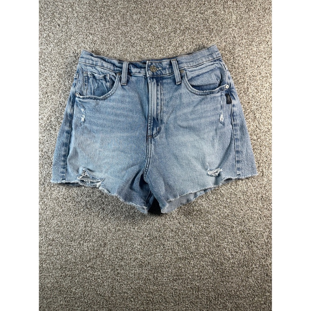 Silver Jeans Co Highly Desirable Distressed Denim Shorts Light Wash Blue W28
